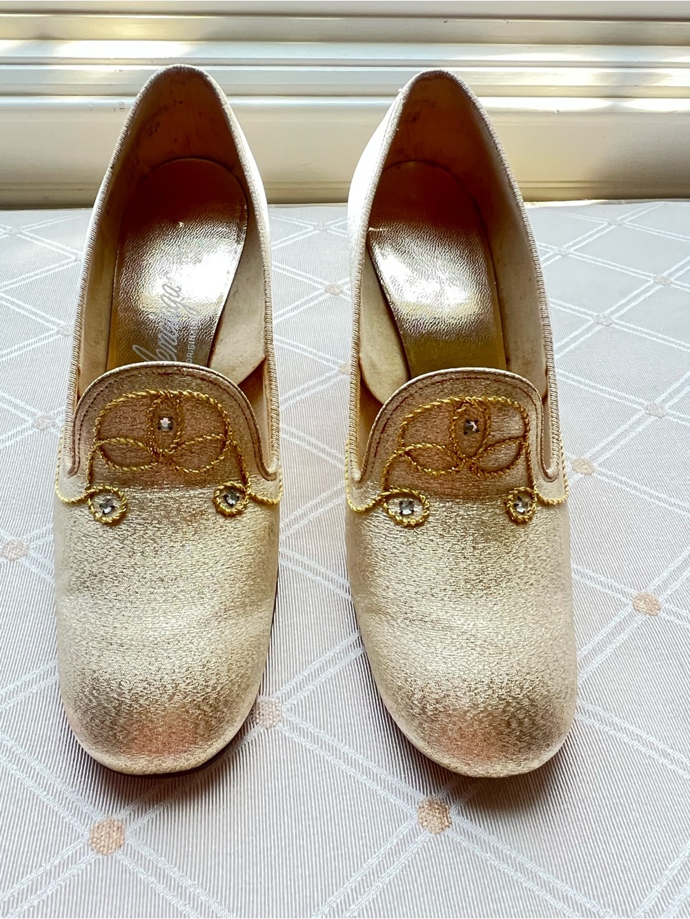 Vintage Balenciaga Custom Originals Gold Metallic Sparkle Pumps Heels 65B Rare - Picture 2 of 12